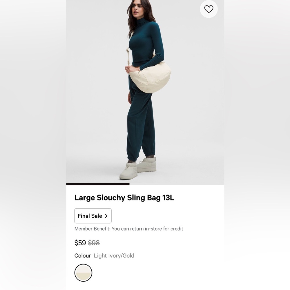 Lululemon Large Slouchy Sling Bag 13L- Riverside color (not available anymore) - Picture 10 of 12